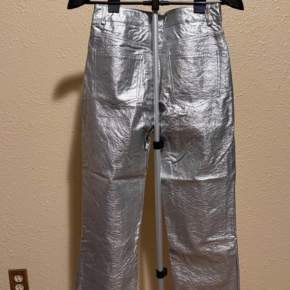 Shiny Silver Pants by Idem Ditto women’s size medium straight legs soft interior - Picture 6 of 11